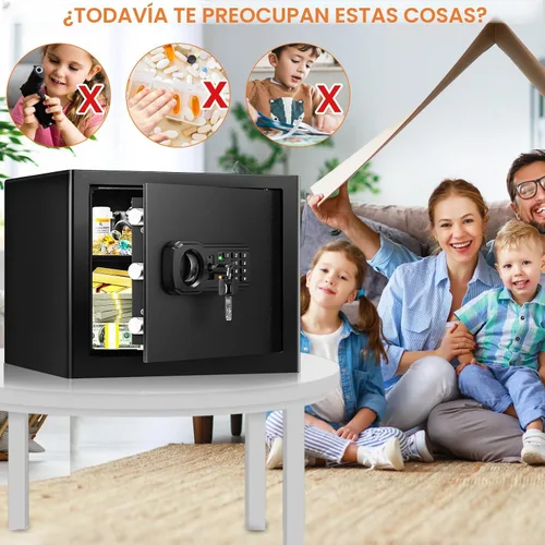 Miniatura 3 de Caja de seguridad pequeña de 9.84 pulgadas de alto para privacidad personal, caja fuerte de seguridad de 1.2 pies cúbicos con bolsa de dinero