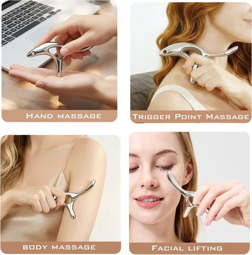 Miniatura 5 de BYYDDIY Kit de herramientas de raspador muscular Gua Sha de acero inoxidable 4 en 1, herramienta de masaje de raspado, herramientas raspadoras