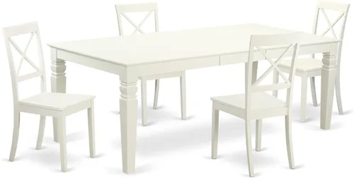 Miniatura 10 de East West Furniture LGBO7-LWH-W - Juego de cocina de 7 piezas que consta de una mesa rectangular con hojas de mariposa y 6 sillas de comedor, 42 x