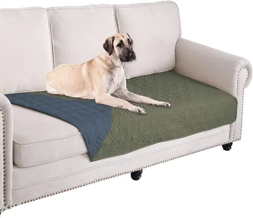 Miniatura 113 de Ameritex Funda Impermeable para Cama de Perro Manta para Mascotas para Muebles Cama Sillón Sofá Reversible Azul marino+azul piedra