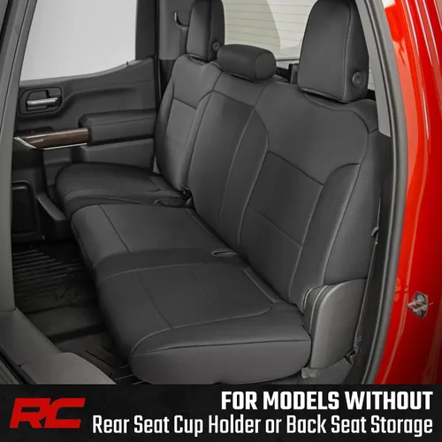 Miniatura 3 de Cubiertas de asiento de neopreno Rough Country para Chevy Silverado y GMC Sierra 1500 (2019-2026) sin almacenamiento trasero ni portavasos