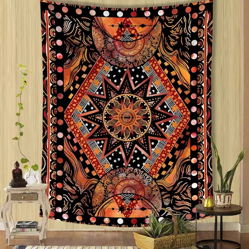 Miniatura 10 de Fowocu Boho Floral Tapestry Wall Hanging Hippie Indian Bohemian Mandala Tapestry Aesthetic Vintage Flower Medallion Beige Yellow Small Tapestries
