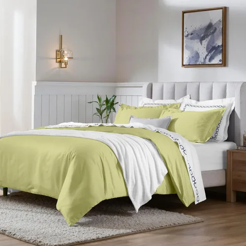 Miniatura 20 de Set de fundas para cobertor de 2 unidades, tamaño twin, una sola capa, sólido, de grapa larga de algodón peinado.