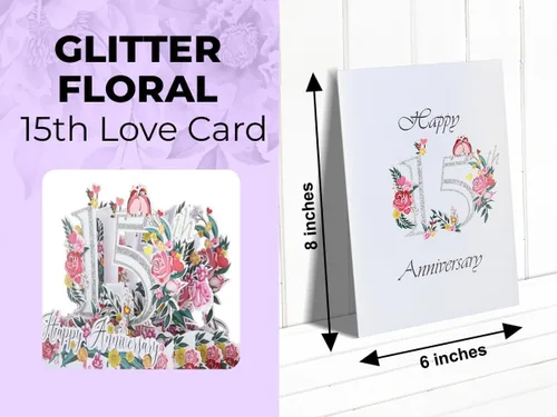 Miniatura 7 de iGifts And Cards Tarjeta desplegable 3D de 15 aniversario – aniversario de boda de 15 años para pareja, recuerdo romántico para marido, esposa