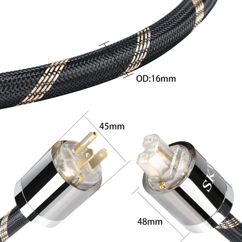Miniatura 4 de SKW Upgrade C15 Audiophile Cable de alimentación de cobre de ultra alta pureza, cable de alimentación macho a hembra, enchufe de EE. UU.