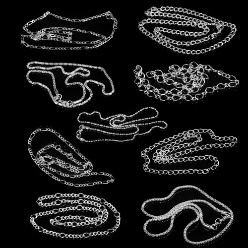 Miniatura 5 de Blulu - 24 piezas de collar de cadena chapado en plata u oro para suministros de fabricación de joyas y manualidades, 24 pulg., Metal Plateado