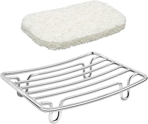 Miniatura 18 de Jabonera GUUKAR de Acero Inoxidable para Barra de Jabón en Ducha y Baño, Jabonera Autodrenante con Soporte para Esponja para Fregadero de Cocina