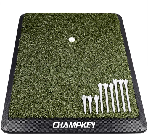 Miniatura 10 de CHAMPKEY Premium Synthetic Turf Golf Hitting Mat Heavy Duty Rubber Base Golf Practice Mat Come with 1 Rubber Tee and 9 Plastic Tees
