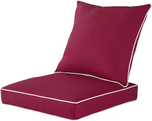 Miniatura 26 de QILLOWAY Juego de cojines de poliéster para sillas de exterior, cojines de exterior para muebles de patio, todo tipo de clima. Gris carbón/negro