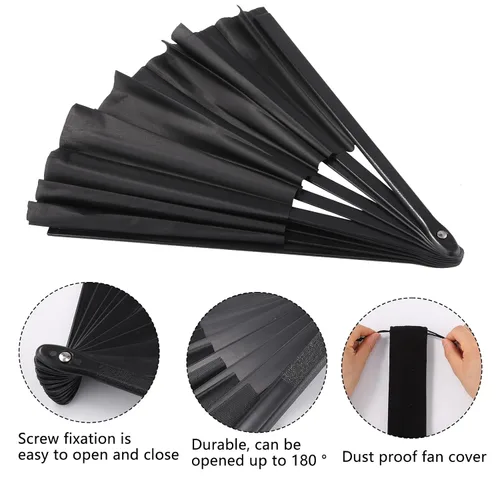 Miniatura 3 de 10 abanicos grandes de Kung Fu chino, ventiladores plegables para fiesta de Halloween, ventilador de mano chino japonés de bambú para festivales