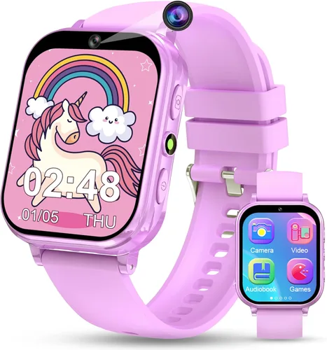 KALINCO Reloj inteligente para niños, más de 30 juegos, cámara, podómetro, reproductor de música, alarma, audiohistoria, antorcha, contador de