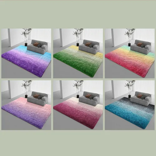 Miniatura 3 de DweIke Alfombras esponjosas de lujo para niños para sala de estar, dormitorio, 4 x 6 pies, alfombra de área negra y azul para niñas y niños, Azul