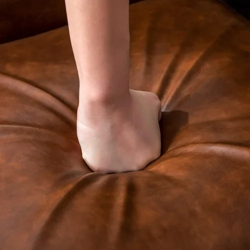 Miniatura 5 de Juego de 2 sillas de comedor modernas de tela, tapizadas de piel sintética, sillas de cocina sin brazos de mediados de siglo con patas negras