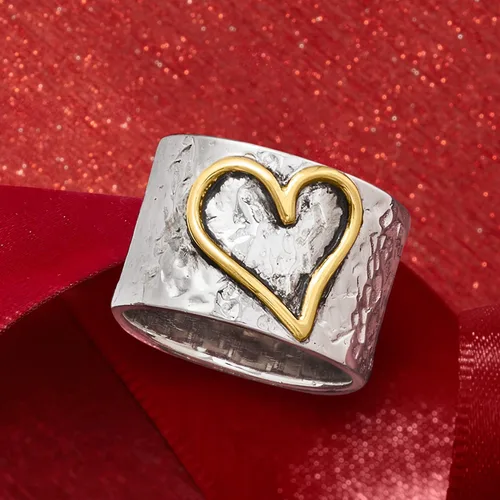 Miniatura 4 de Ross-Simons Sterling Silver and 14kt Yellow Gold Heart Ring