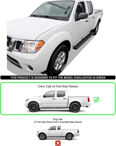 Miniatura 2 de APS Estribos negros de acero inoxidable de 5 pulgadas compatibles con Nissan Frontier 2005-2026 Crew Cab (escalones laterales de barras nerf)