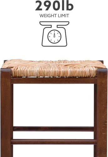 Miniatura 9 de Linon Asiento de hierba marina tejida natural, juego de 2 taburetes Augustus sin espalda, altura de barra