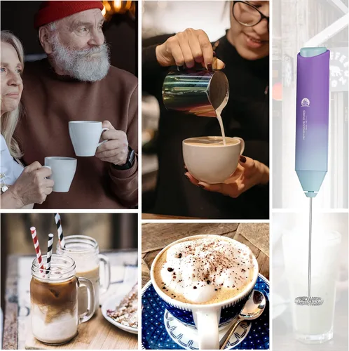 Miniatura 7 de Espumador de leche potente de mano, mini batidor mezclador de bebidas para café, capuchino, café con leche, matcha, chocolate caliente, sin soporte
