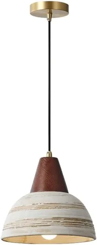 Moderna lámpara colgante retro para dormitorio, estilo retro, con base de latón cepillado vintage con pantalla de cerámica, lámpara de araña para