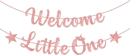 Miniatura 11 de KatchOn Cartel de bienvenida con purpurina Little One - Azul, 10 pies, sin bricolaje Cartel de bienvenida para decoración de baby shower para bebé