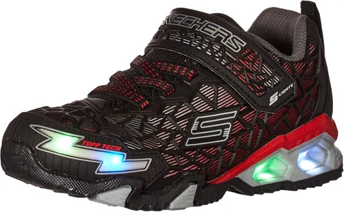 Skechers Unisex-Niño, S Lighs, Niños, Tenis deportivos iluminados, NegroRojo, 13.5 niño