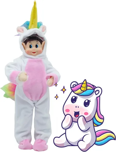 Miniatura 3 de Accesorios y ropa de elfo navideño, conjuntos de moda de unicornio, la muñeca no está incluida. (Blanco)