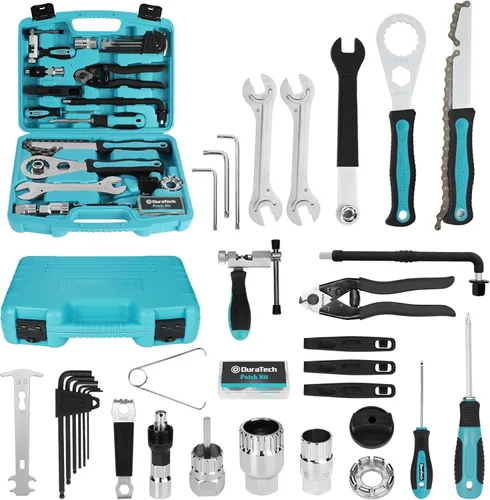 DURATECH Kit de reparación de bicicletas de 40 piezas, kit completo de herramientas de bicicleta con estuche de almacenamiento, herramientas de