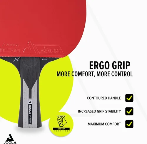 Miniatura 4 de JOOLA Carbon X Pro Performance Raqueta de Ping Pong - Mango de Agarre Ergonómico y Tecnología de Fricción Pro - Aprobada por la ITTF - Raqueta