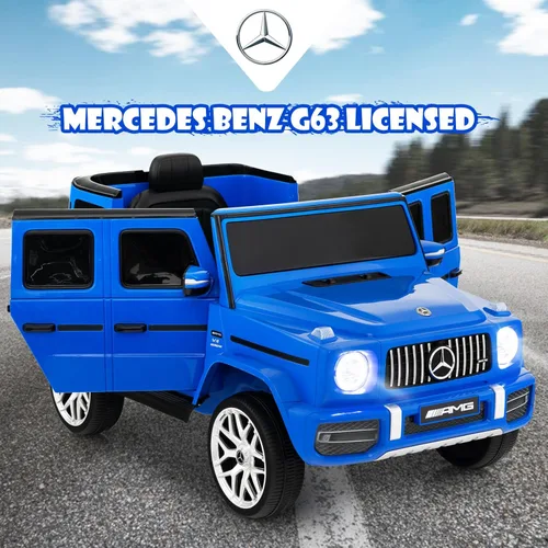 Miniatura 3 de OLAKIDS Vehículo eléctrico conducible para niños de 12V, vehículo con licencia Mercedes Benz G63 con control remoto, puertas dobles abiertas, Azul