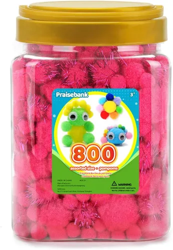 Miniatura 49 de Praisebank 300 pompones de 1 pulgada para artes y manualidades, manualidades en tarro