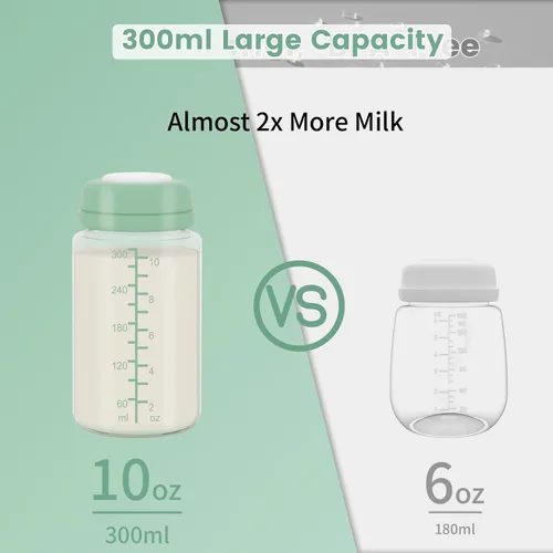 Miniatura 5 de 2 botellas de almacenamiento de leche materna de 10 onzas compatibles con SpectraS1 S2 9 Plus SG/Motif Luna/otros brida de boca ancha, recipiente