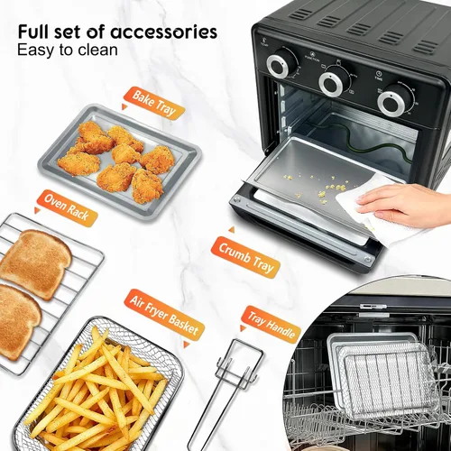 Miniatura 5 de Combo de horno tostador de freidora de aire de 10 cuartos de galón, horno freidora de aire de 3 capas con ventana visible, freidoras de aire