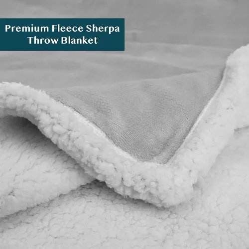 Miniatura 5 de PAVILIA Manta Tipo Throw de Vellón Sherpa para Sofá, Gris Claro, Manta de Sofá Suave, Mullida y Afelpada, Manta de Invierno Reversible y Acogedora