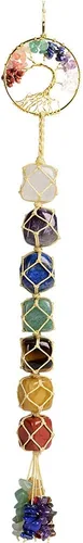 Árbol de la vida hecho a mano con 7 piedras de chakras, cristales curativos, adorno colgante para decoración del hogar