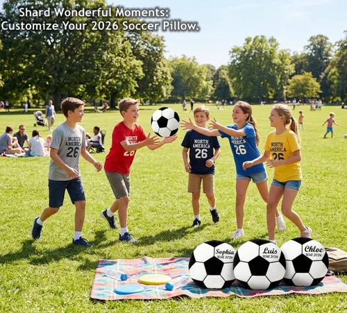 Miniatura 6 de Almohada de pelota de fútbol personalizada con número de nombre, regalo deportivo personalizado para niños y niñas, cojín de fútbol de felpa
