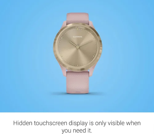 Miniatura 2 de Garmin Vivomove 3S, reloj inteligente híbrido de tamaño más pequeño con manecillas de reloj reales y pantalla táctil oculta, color dorado claro