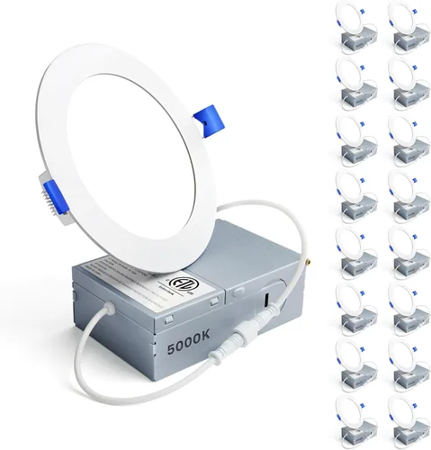 Miniatura 20 de Ensenior 16 Pack 3 Inch LED Recessed Ceiling Light, Dimmable, 2700K-5000K 5CCT, 500LM 6W 120V, High Brightness Canless Wafer Downlight - ETL&FCC&IC
