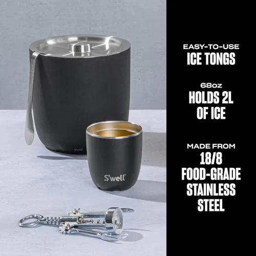 Miniatura 2 de S'well Cubo de hielo con pinzas, 68oz, ónix