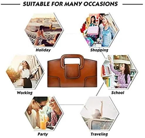 Miniatura 6 de Goclothod Bolso de mano con asa superior para mujer estilo vintage con solapa bandolera