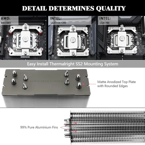 Miniatura 4 de Thermalright Assassin Spirit 120 V2 Plus - Enfriador de aire para CPU, 4 tubos de calor, enfriador de CPU con ventilador silencioso PWM doble