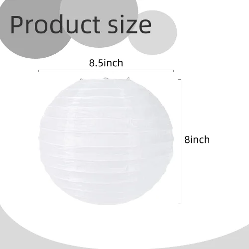 Miniatura 7 de Faroles de papel decorativos redondos chinos para manualidades, 6 unidades, 8 pulgadas (blanco)