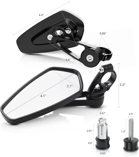 Miniatura 6 de BUMBEE Espejos de Extremo de Manillar para Motocicleta - Espejo Retrovisor Negro Compatible con la Mayoría de Honda MSX125 CB500F Z125 pro-Z650 Z750