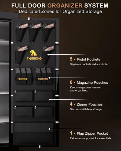 Miniatura 5 de TIGERKING Caja fuerte para armas para rifles y pistolas, protección contra incendios de 45 minutos y 1200 °F, 26 pistolas largas, gabinete