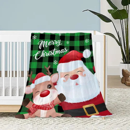 Miniatura 36 de Manta de Navidad para bebé, manta pequeña de Navidad a cuadros rojos, manta de Navidad para invierno, para mascotas, manta para envolver cuna