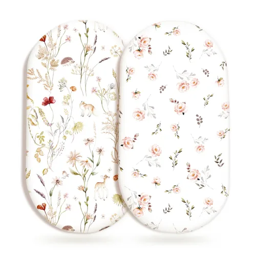Miniatura 19 de GRSSDER Juego de 2 sábanas ajustables elásticas ultra suaves para moisés, ajuste universal para moisés, colchón rectangular ovalado, elegantes Marrón