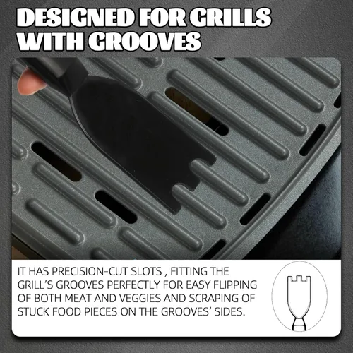 Miniatura 3 de TonGass Rascador de parrilla para parrillas de interior George Foreman y la mayoría de las otras parrillas interiores con ranuras, espátula
