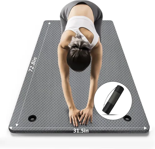 LFS Esterilla de yoga de 72.8" x 31.5" x 2/5 pulgadas de grosor con correa y bolsa, alfombrilla de entrenamiento extra ancha para mujeres y hombres,