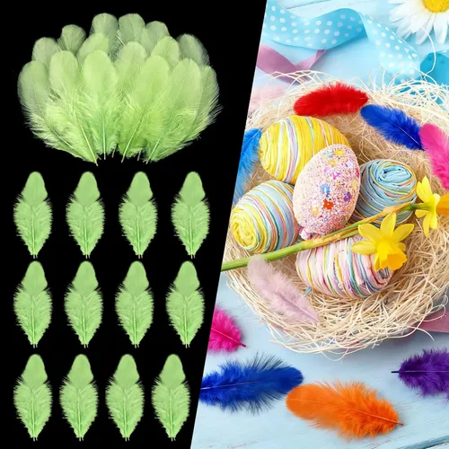 Miniatura 18 de THARAHT Plumas coloridas de gallo artesanal, 300 plumas de colores de 3 a 5 pulgadas, a granel para jardín de infantes, manualidades, boda, hogar