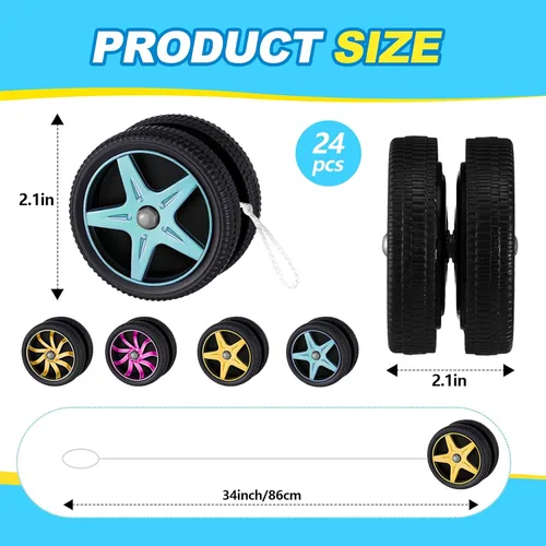 Miniatura 2 de Silipull 24 piezas de yoyos de rueda para niños, mini yoyos de plástico, regalos de fiesta de carreras para principiantes, adultos, adolescentes
