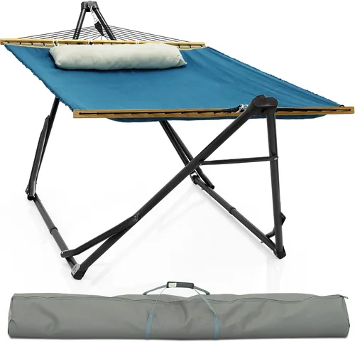Miniatura 21 de Soporte de hamaca Tranquillo Uniki con garantía de 3 años, hamaca plegable instantánea de 30s con soporte, hamaca de camping con capacidad de 550 1.