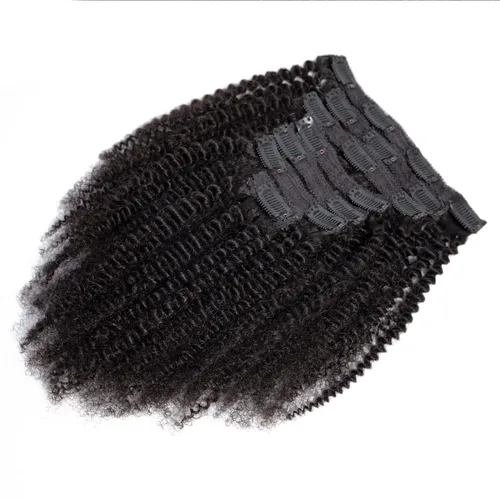 Miniatura 3 de Extensiones de cabello humano real rizado con clip, extensiones de cabello humano real 3C 4A, extensiones de cabello humano con clip, doble trama